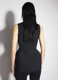 WHITE CORSETED PIERCED VEST