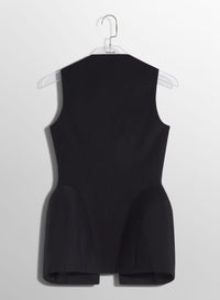 WHITE CORSETED PIERCED VEST