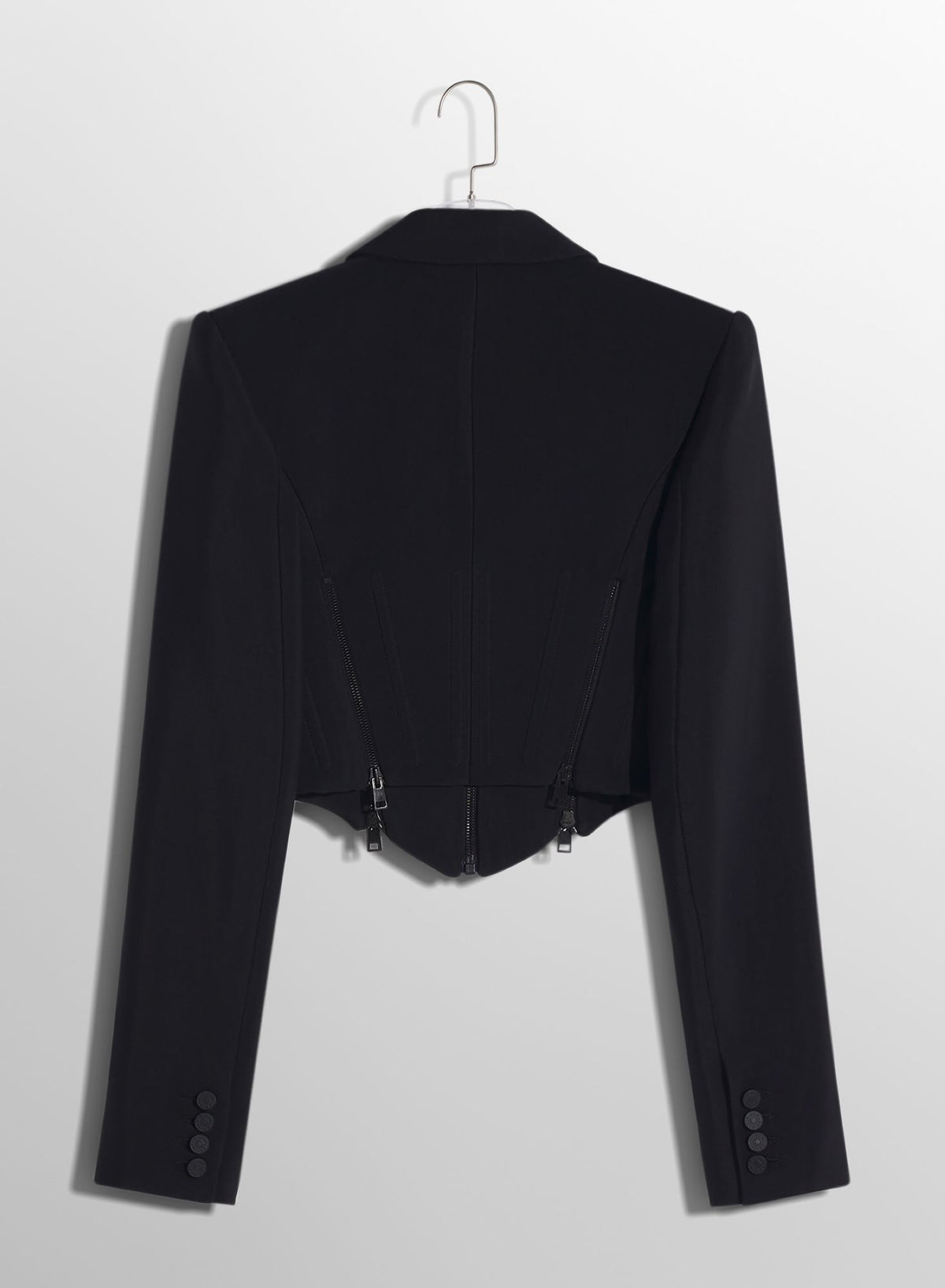 BLACK ZIPPED WOOL JACKET