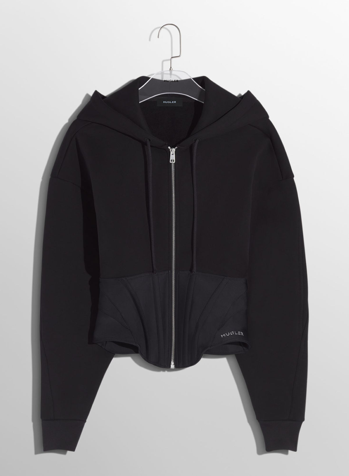 BLACK CORSETED HOODIE