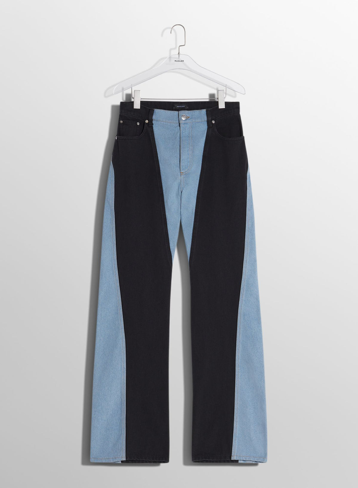 BLUE BI-COLOR STRAIGHT LEG JEANS