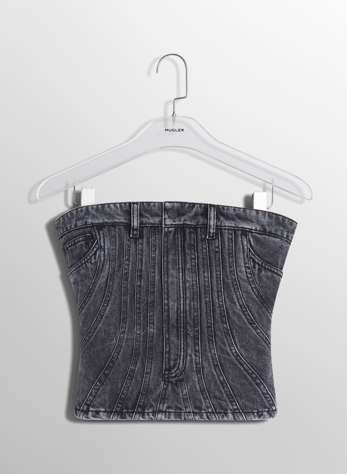 BLUE SPIRAL DENIM BUSTIER