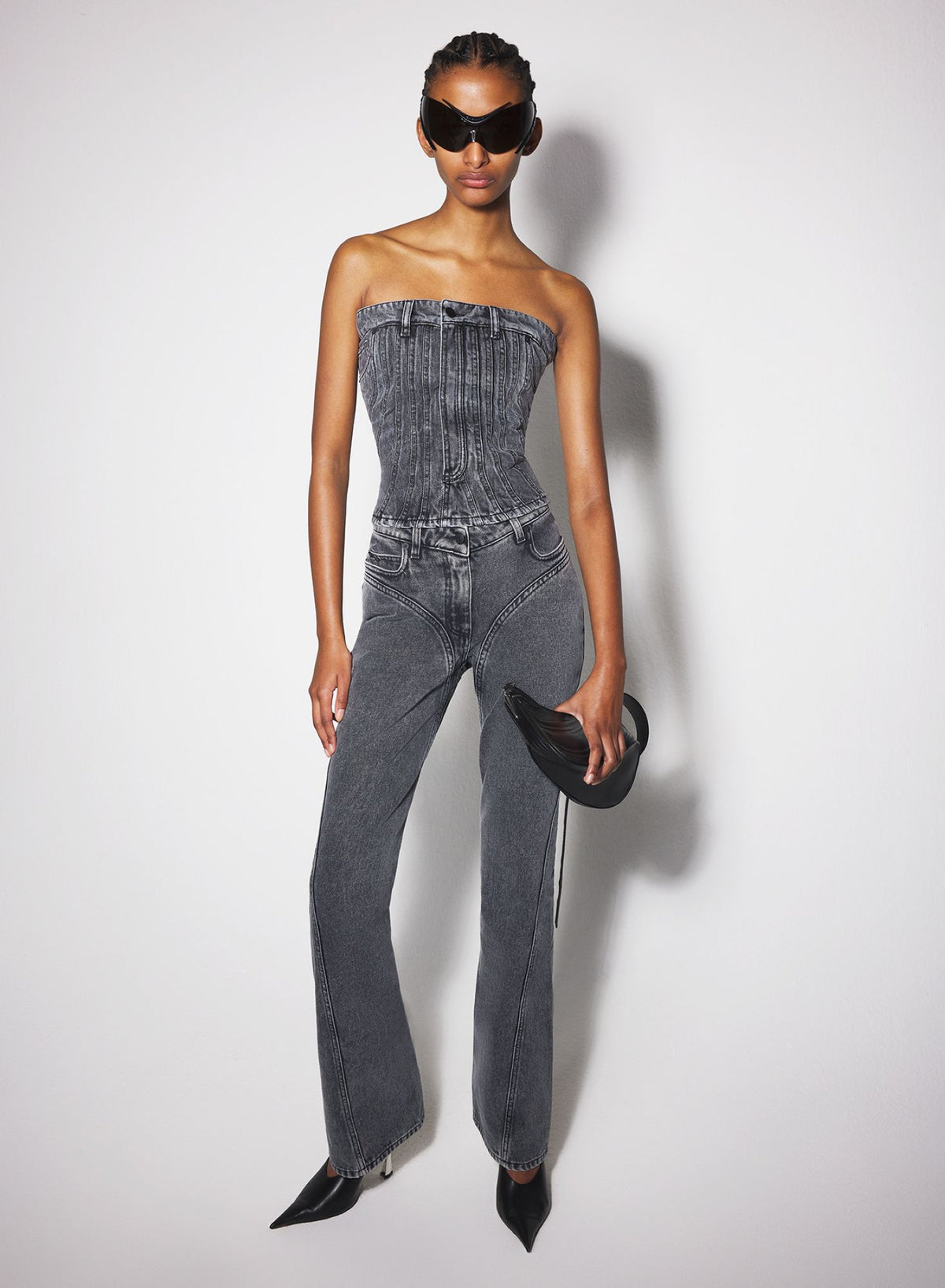 BLUE SPIRAL DENIM BUSTIER