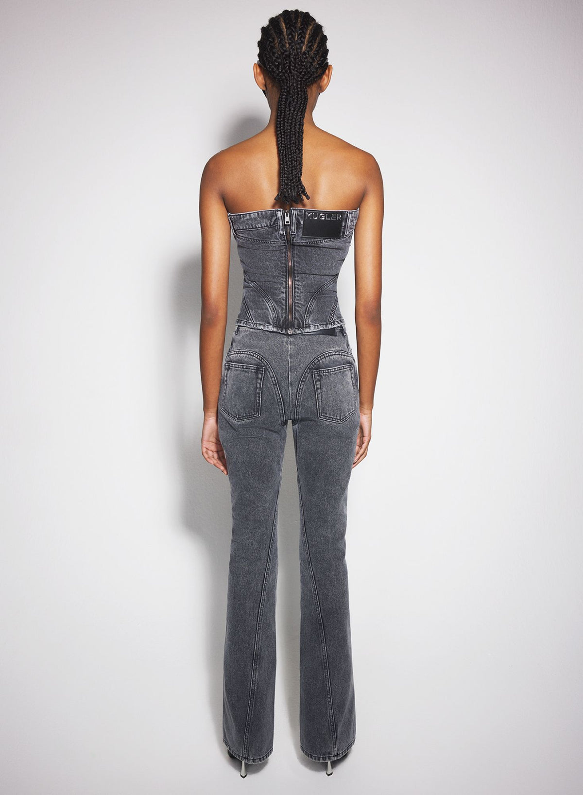 BLUE SPIRAL DENIM BUSTIER