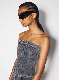 BLUE SPIRAL DENIM BUSTIER