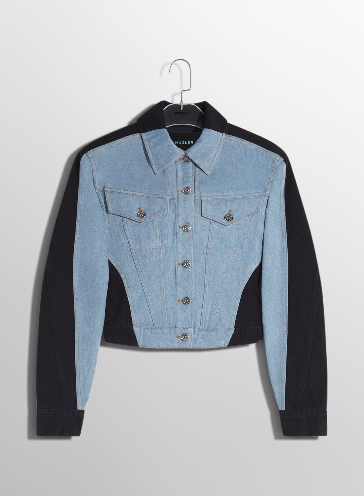 BLUE BI-COLOR DENIM JACKET