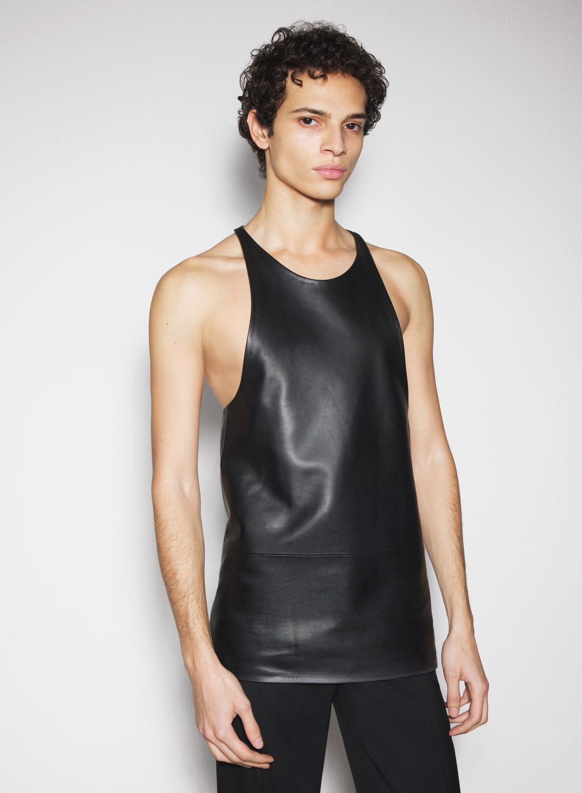 BLACK LEATHER TANK TOP