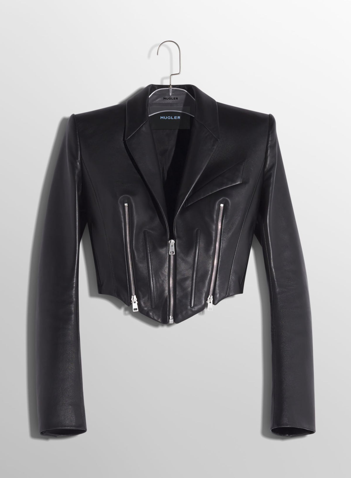 BLACK ZIPPED LEATHER JACKET
