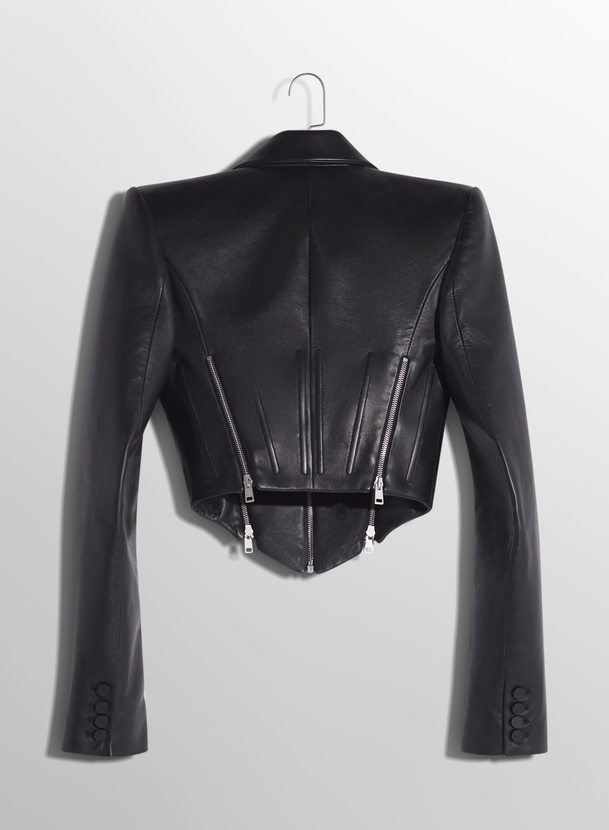 BLACK ZIPPED LEATHER JACKET