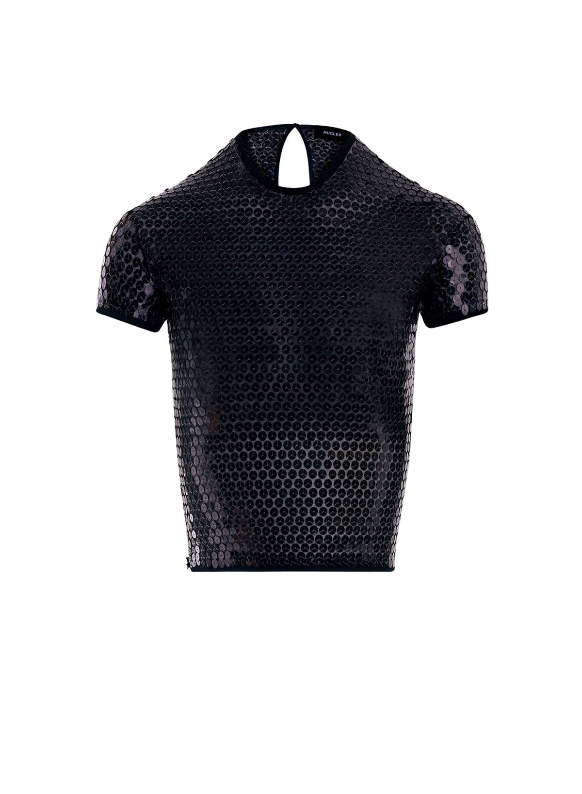 BLACK SHINY SEQUIN CROP TOP