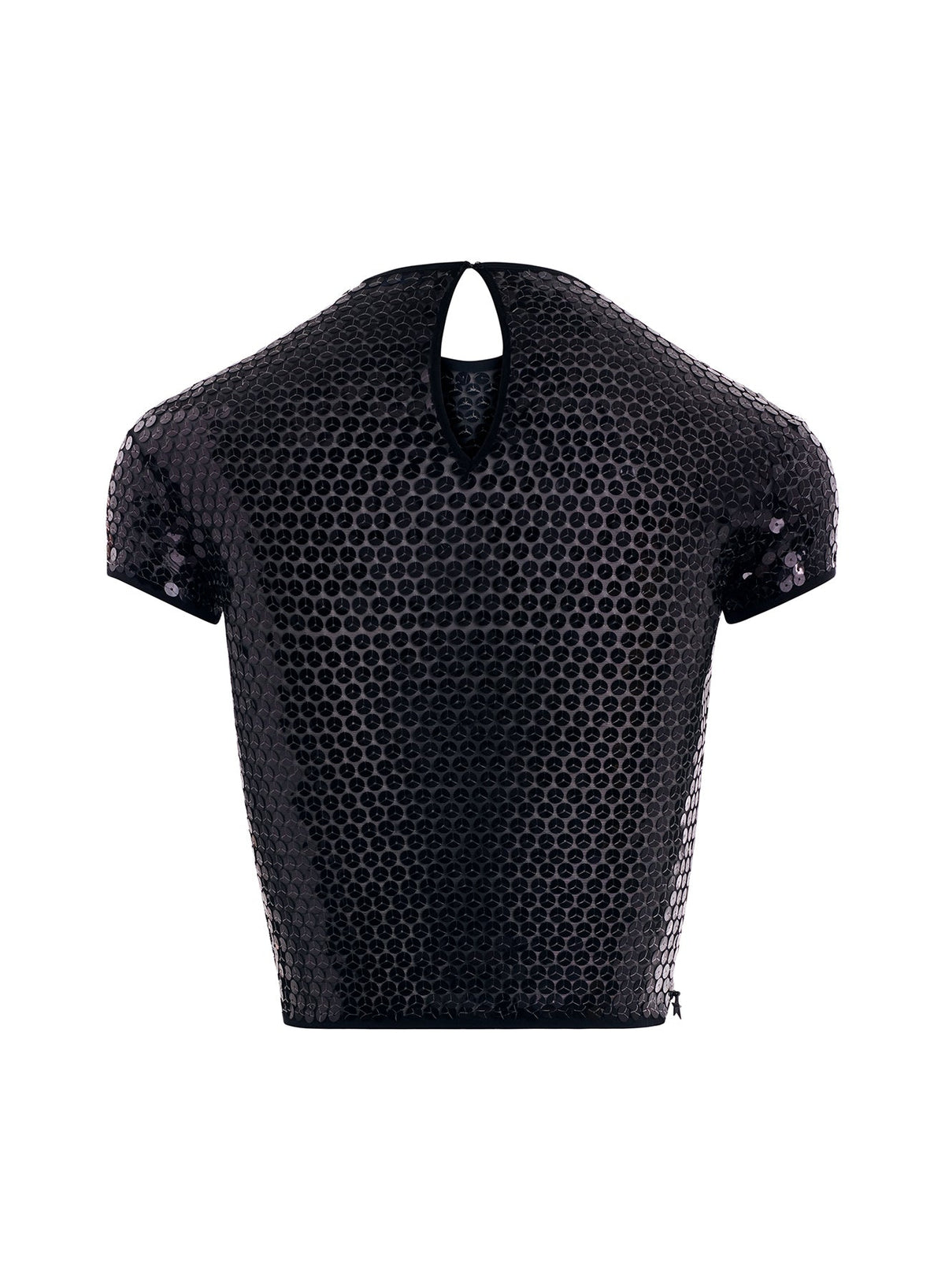 BLACK SHINY SEQUIN CROP TOP