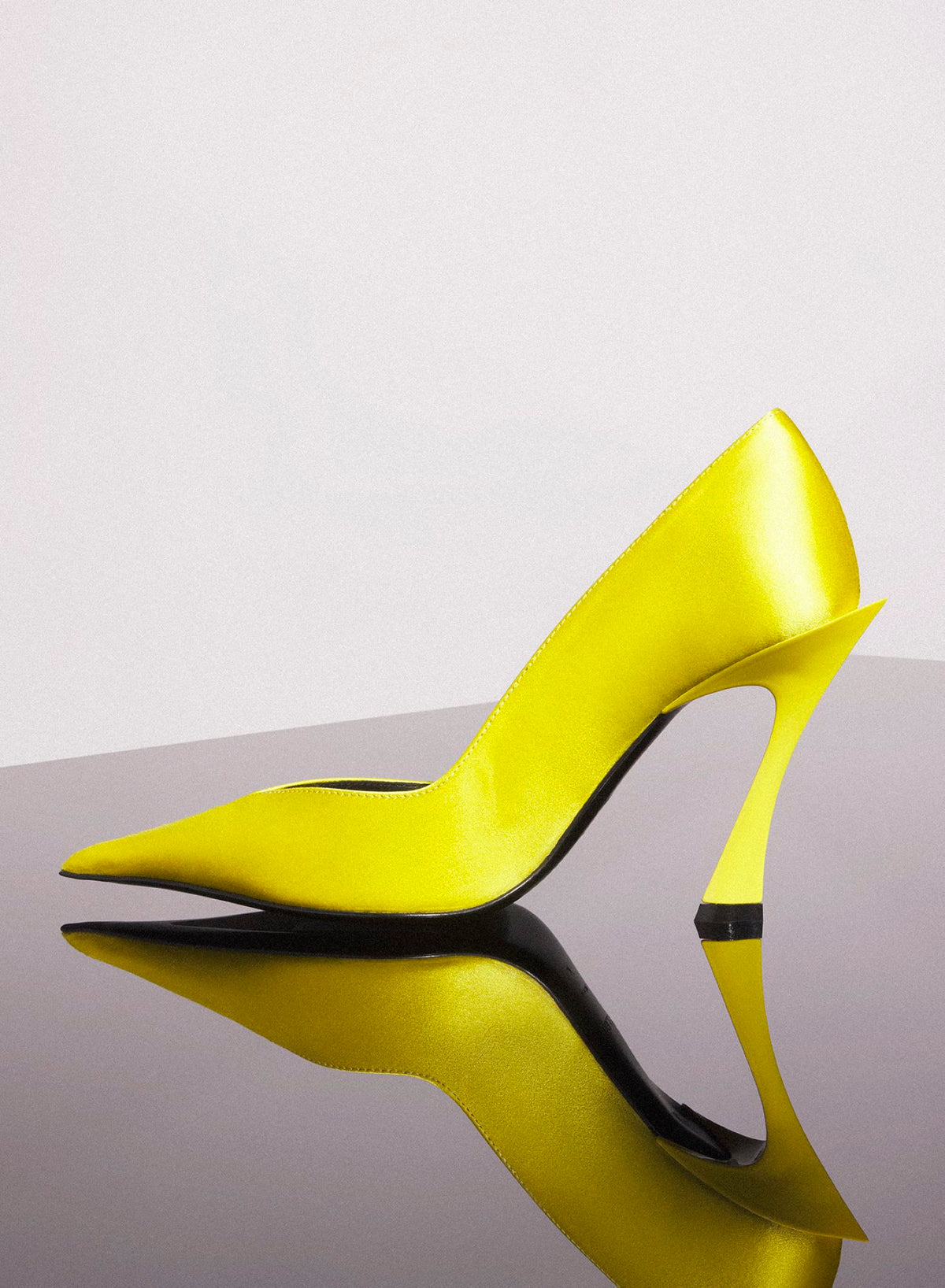 YELLOW LEATHER FANG 95 SATIN PUMP