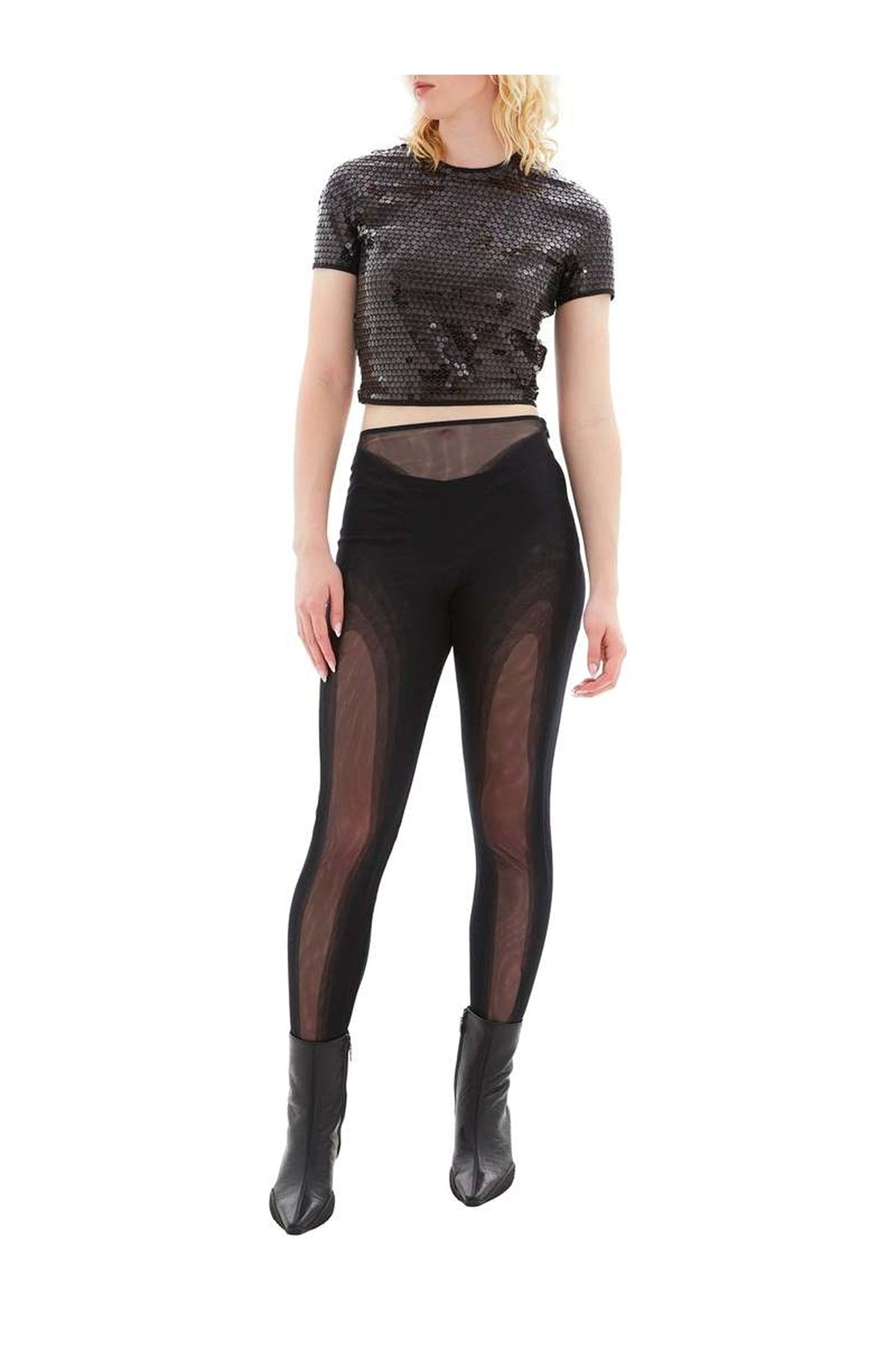 BLACK SHINY SEQUIN CROP TOP