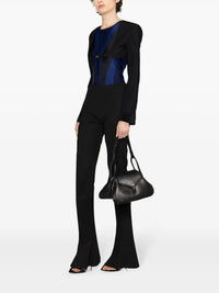 BLACK BACKLESS CROPPED JACKET