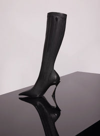 BLACK BONED LEATHER FANG 95 BOOTS