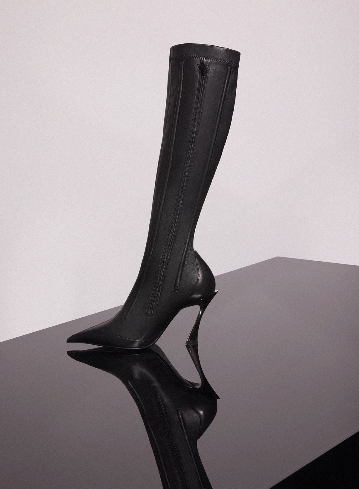 BLACK BONED LEATHER FANG 95 BOOTS