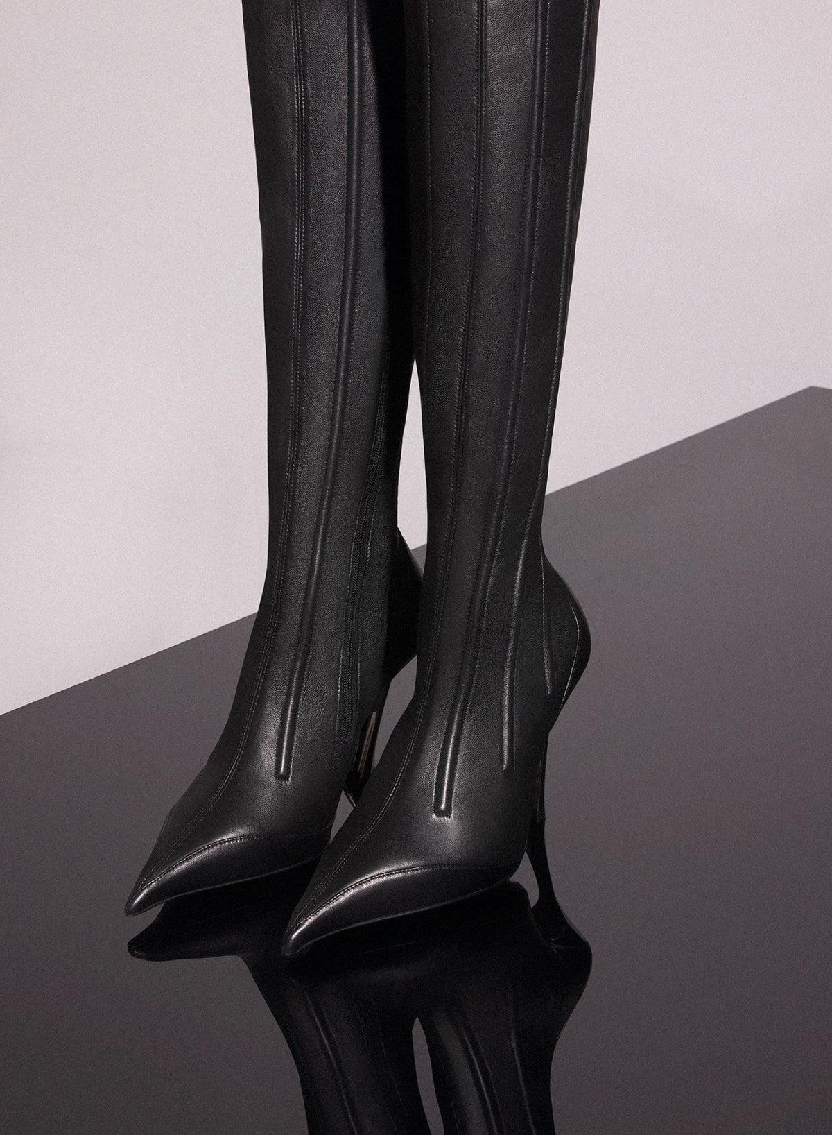 BLACK BONED LEATHER FANG 95 BOOTS