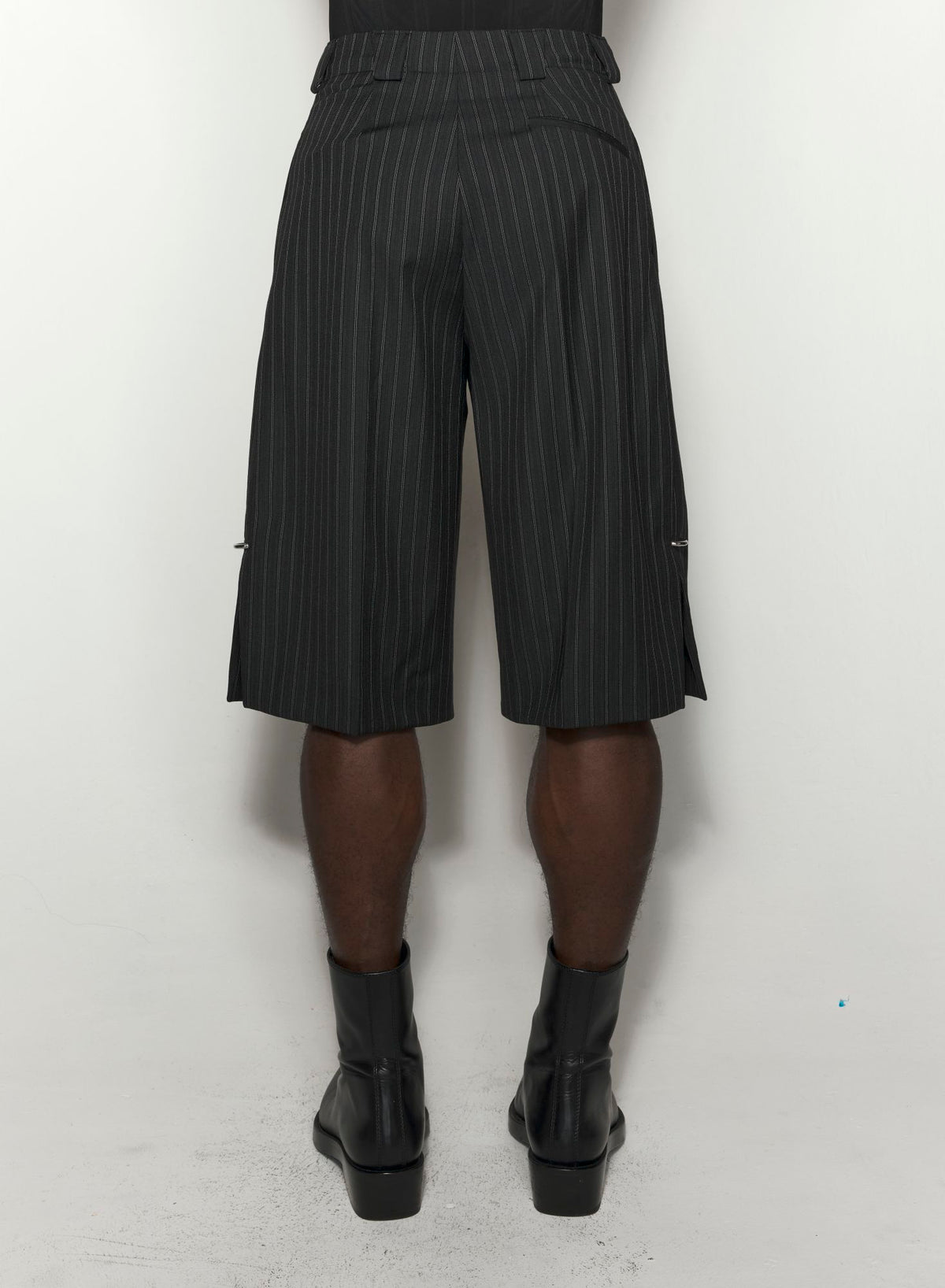 PINSTRIPE PIERCED TAILORED SHORTS