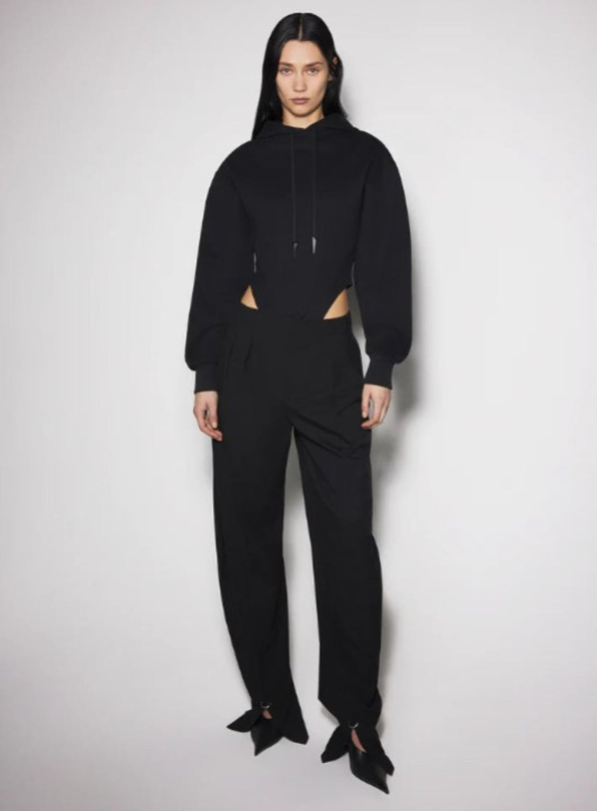 BLACK FLEECE HOODIE BODYSUIT