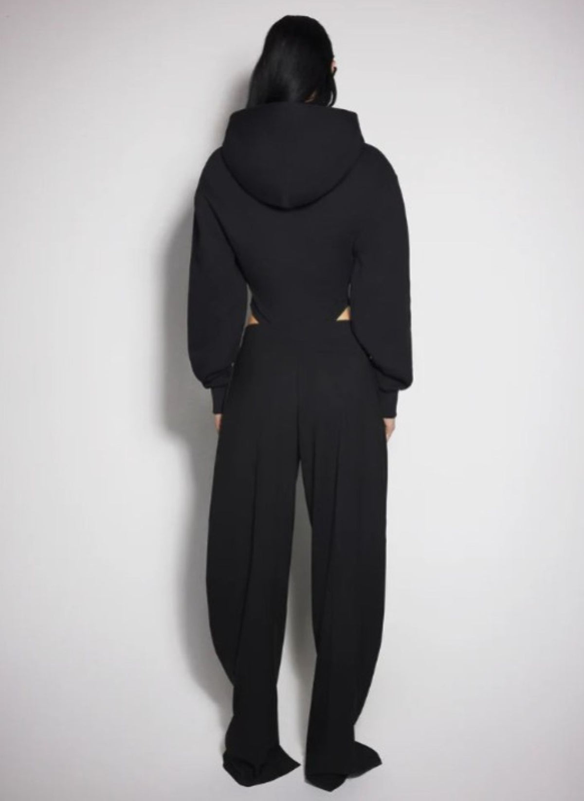 BLACK FLEECE HOODIE BODYSUIT