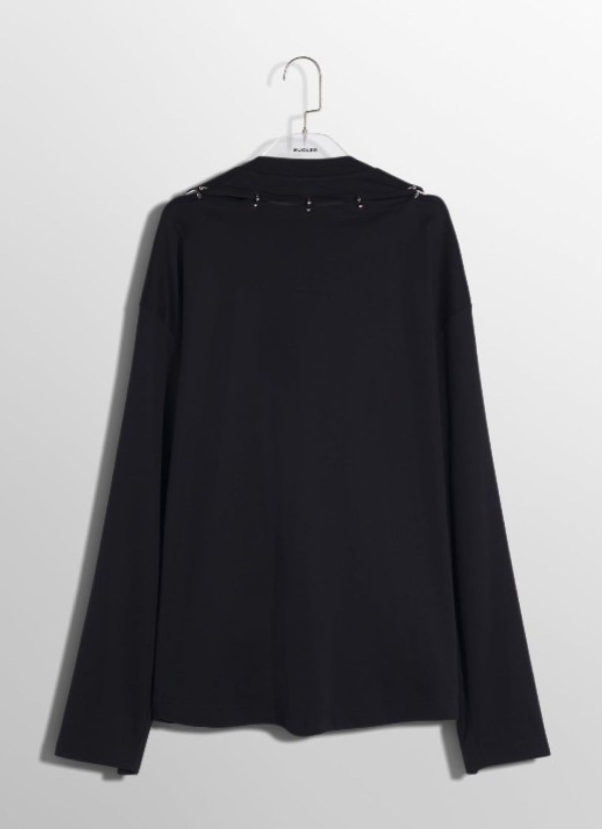 BLACK PIERCED LONG SLEEVE T-SHIRT