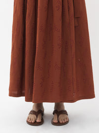 OK PORTE_Jupe maxi portefeuille Paloma Chloé x Eres en lin - Red Ochre