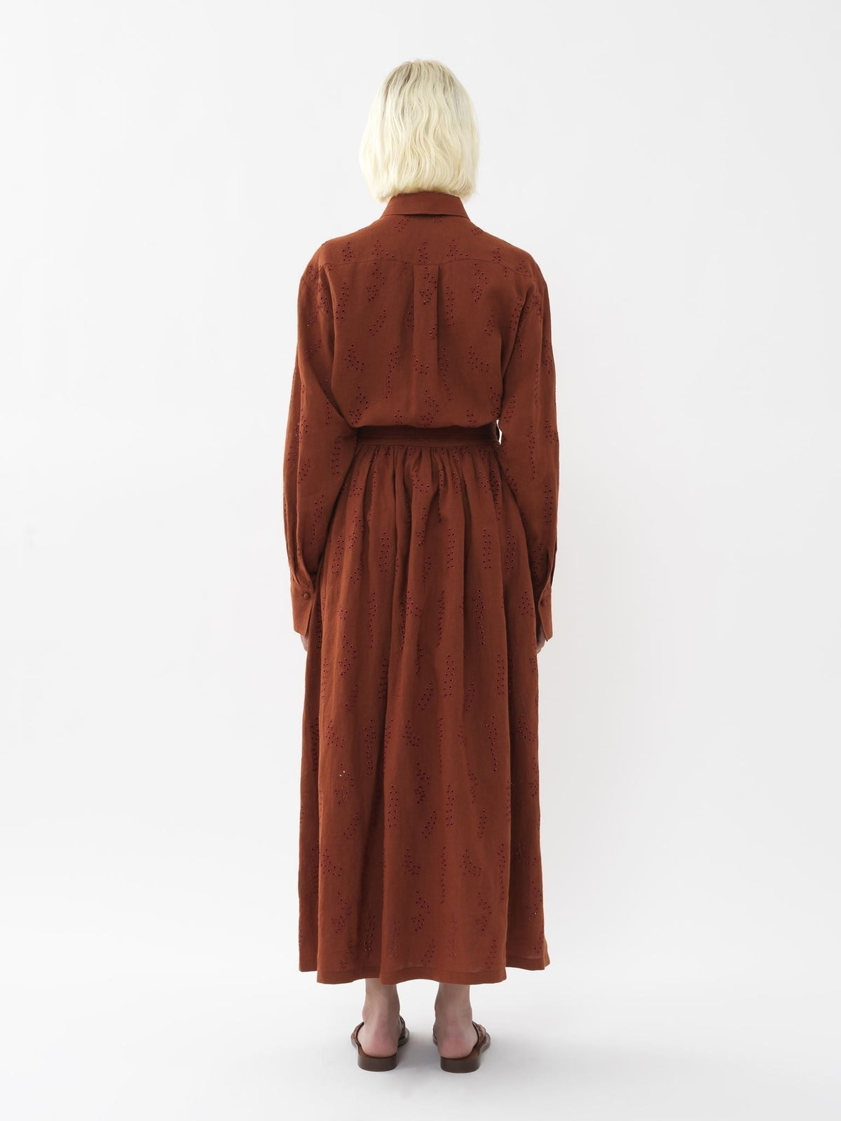 OK PORTE_Jupe maxi portefeuille Paloma Chloé x Eres en lin - Red Ochre