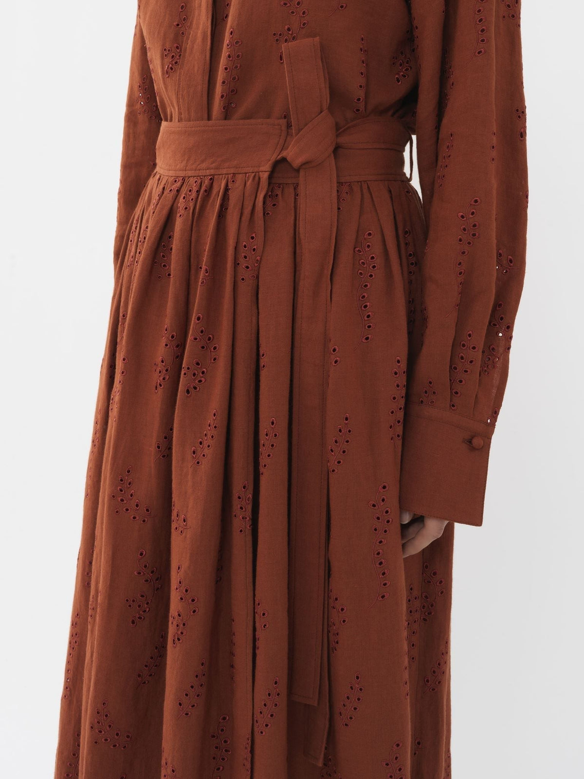OK PORTE_Jupe maxi portefeuille Paloma Chloé x Eres en lin - Red Ochre