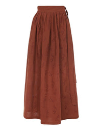 OK PORTE_Jupe maxi portefeuille Paloma Chloé x Eres en lin - Red Ochre