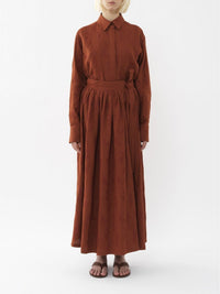 OK PORTE_Jupe maxi portefeuille Paloma Chloé x Eres en lin - Red Ochre