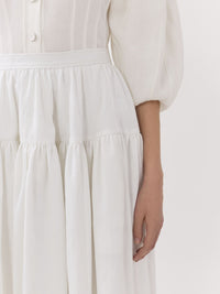 OK PORTE_Jupe maxi froncée - White
