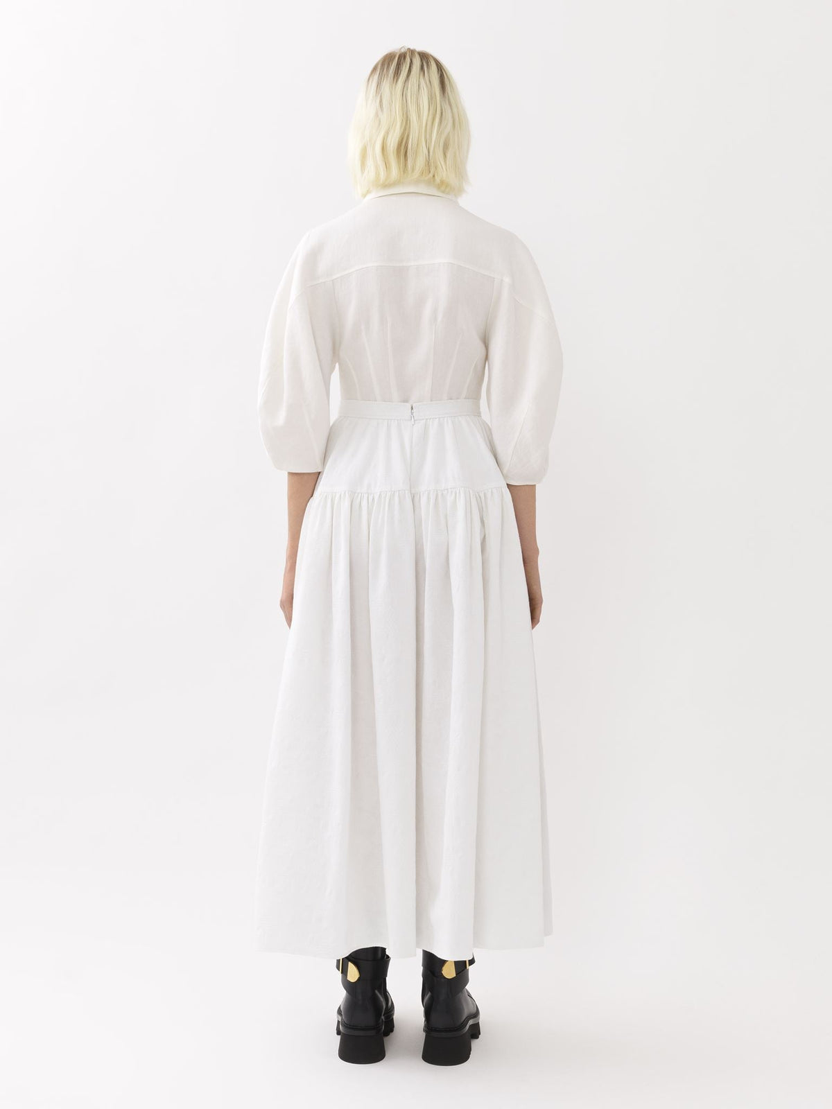 OK PORTE_Jupe maxi froncée - White