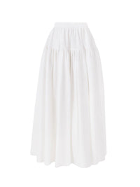 OK PORTE_Jupe maxi froncée - White