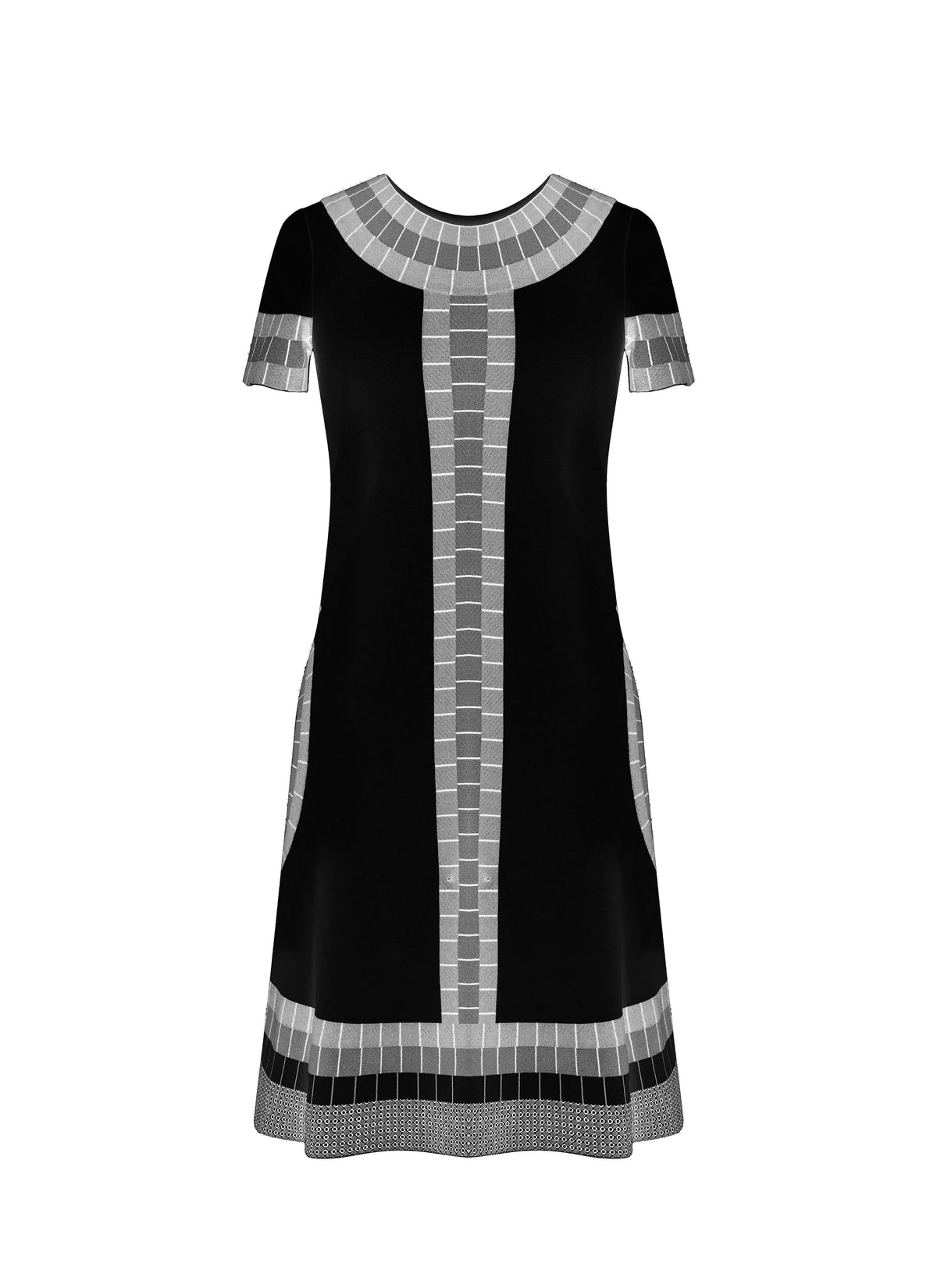 Marabout knitted short sleeve dress - Black