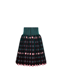 Jupe courte à motif avec taille contrastée - Multicolor