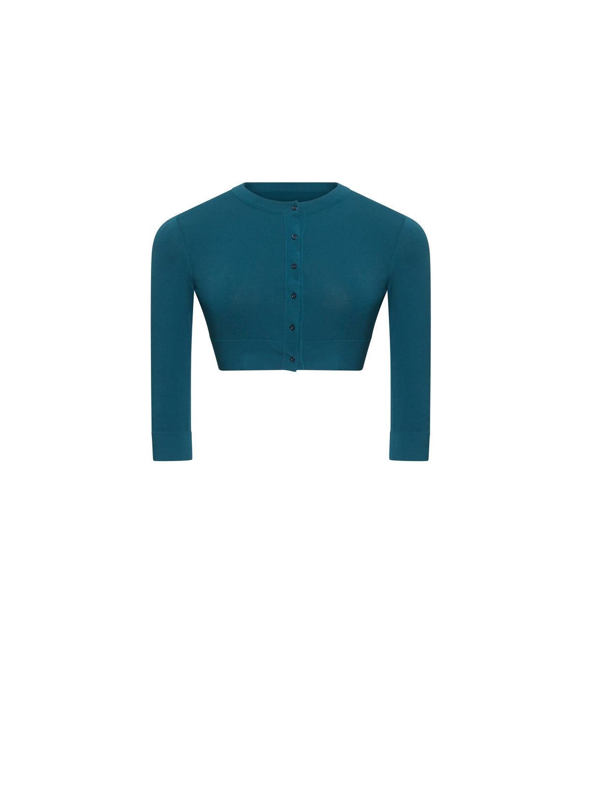 Long-sleeved knitted button-down cardigan - Petroleum Blue