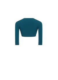 Long-sleeved knitted button-down cardigan - Petroleum Blue