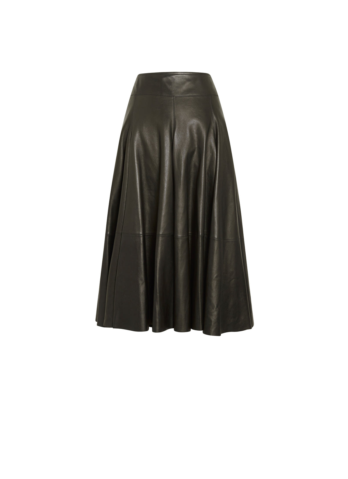 Long pleated skirt in leather - Black intense