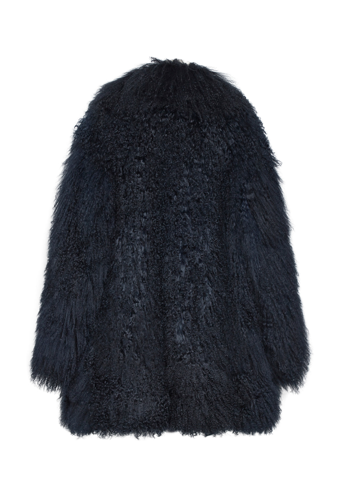 Manteau mi-long à fourrure en cuir - Nuit