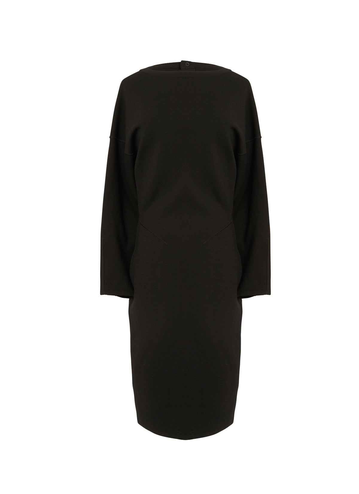 Long-sleeved wool dress - Black