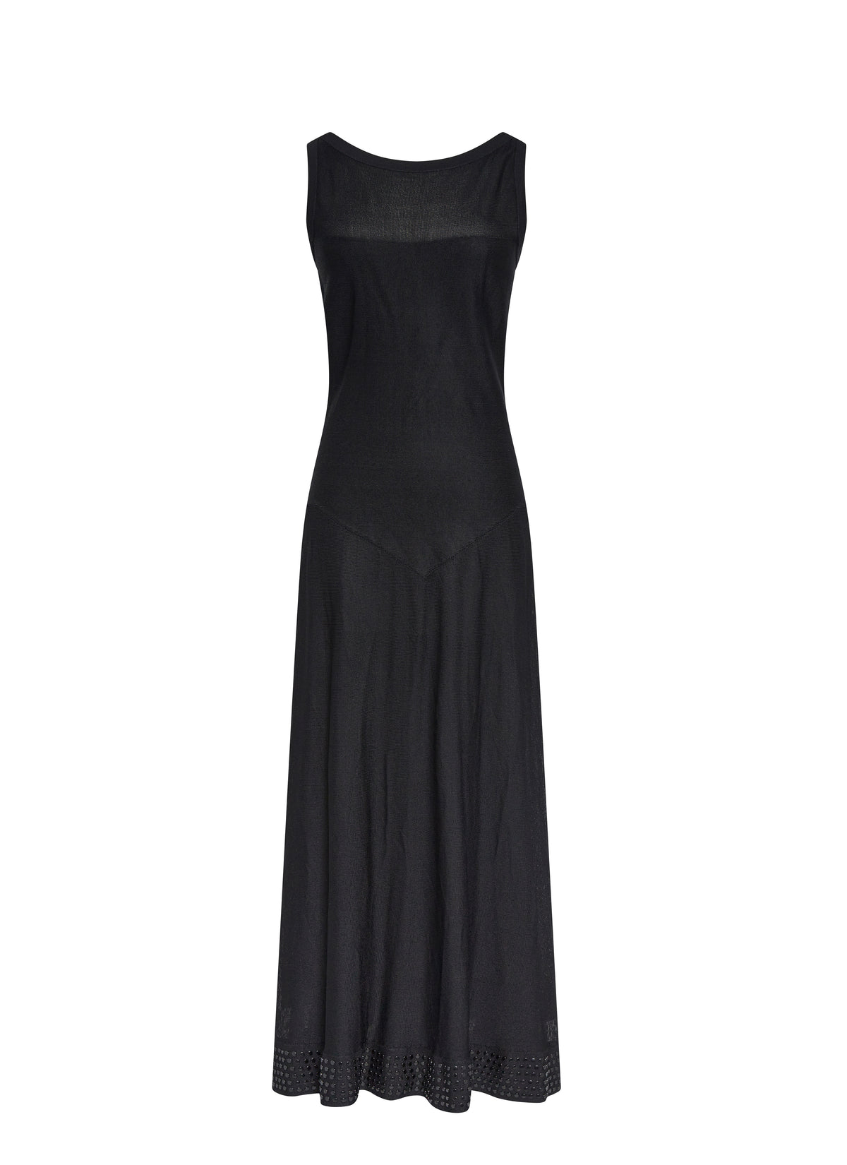 Robe longue sans manches à ourlet ajouré - Noir