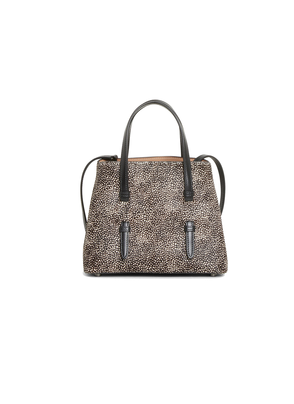Sac Mina moucheté en cuir - Noir & Beige