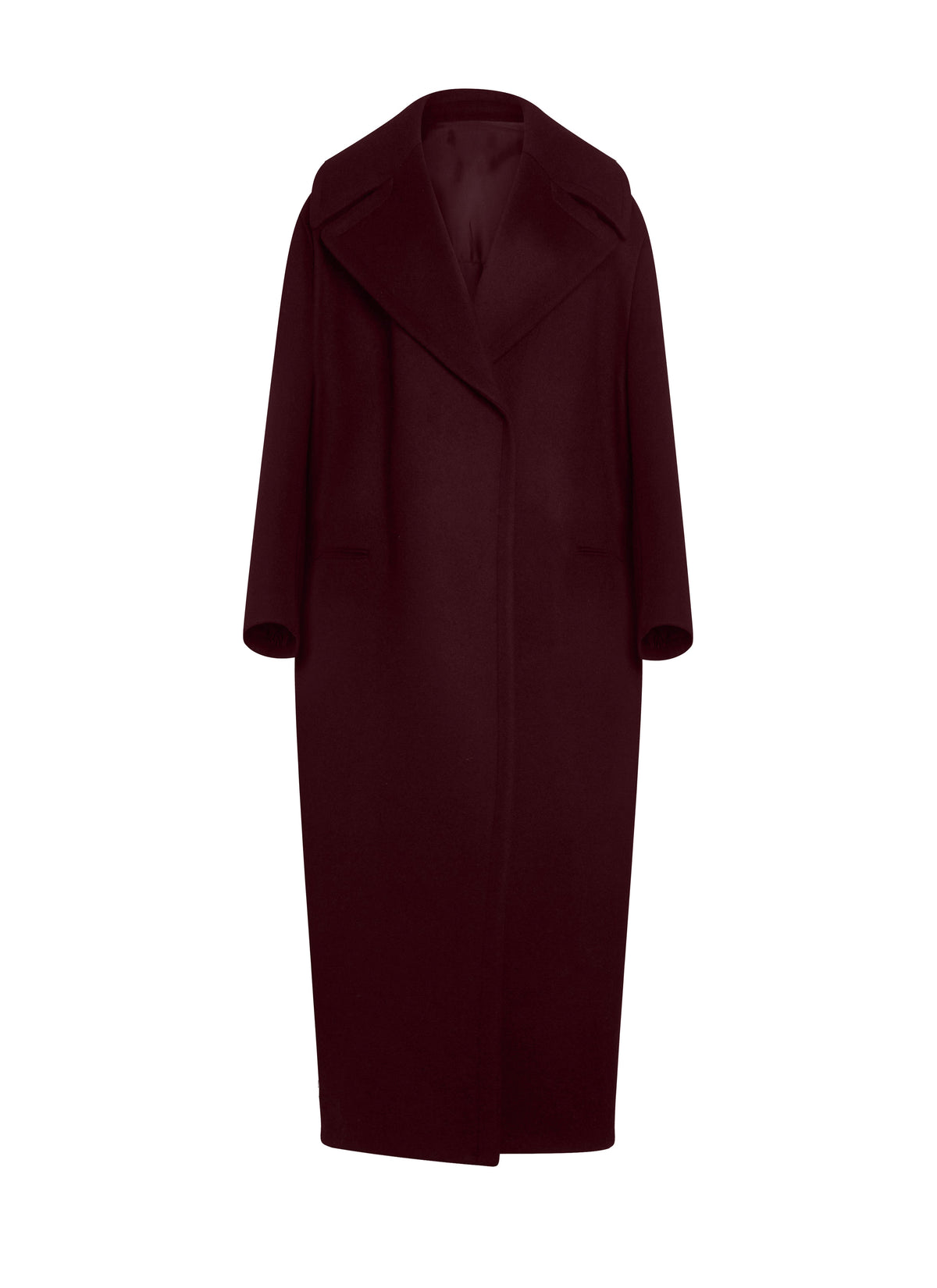 Manteau long en cachemire et laine - Burgundy