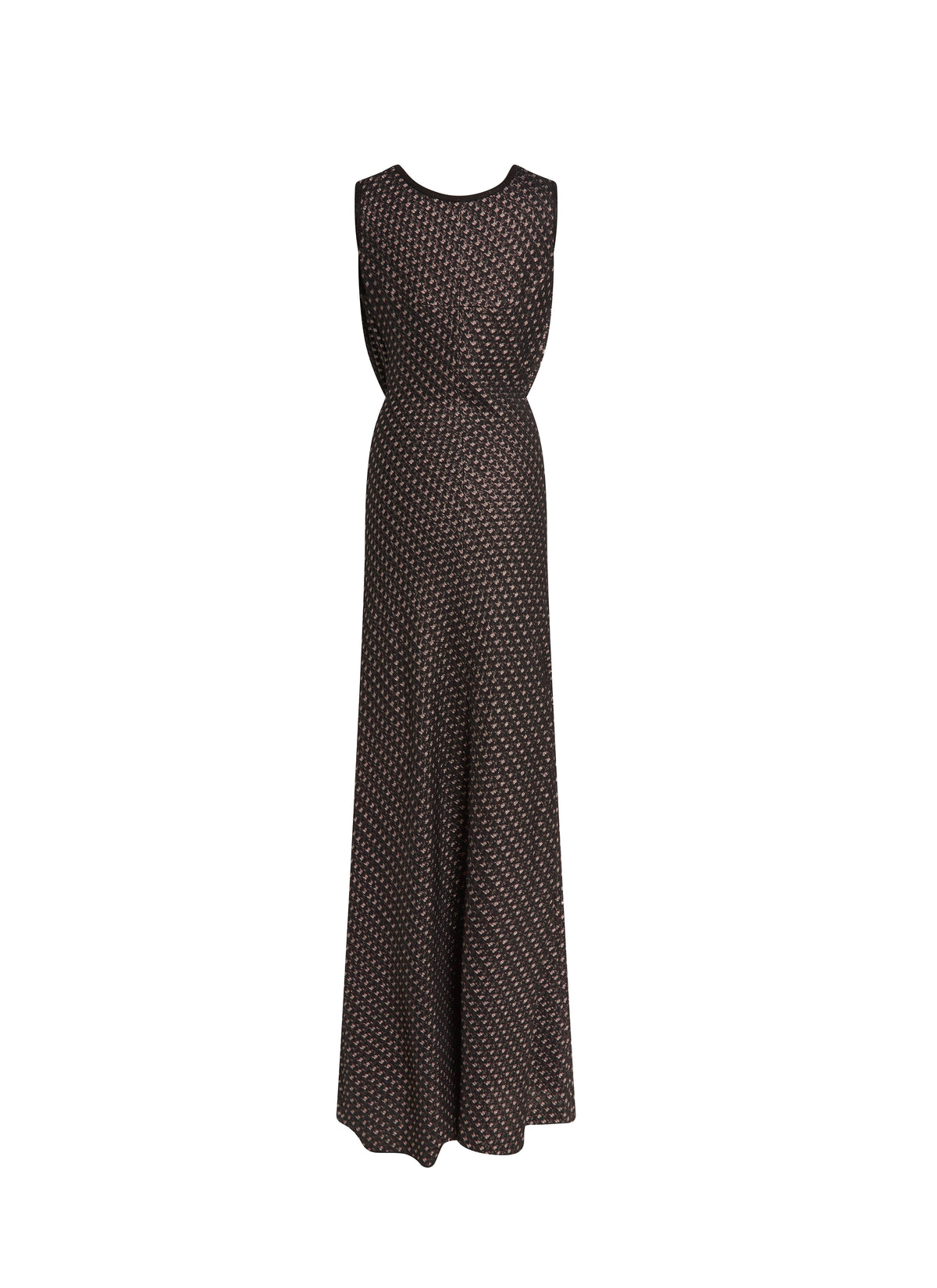 Robe longue cintrée à la taille en soie mélangée - Noir & Argent