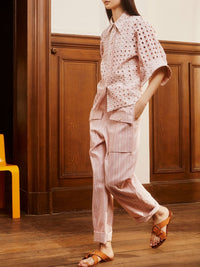 OK PORTE_Chemisier brodé en soie - Shadow Pink