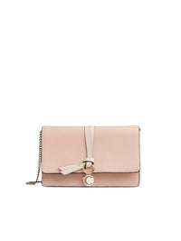 OK PORTE_Mini sac pochette à chaine Alphabet en cuir - Cement Pink