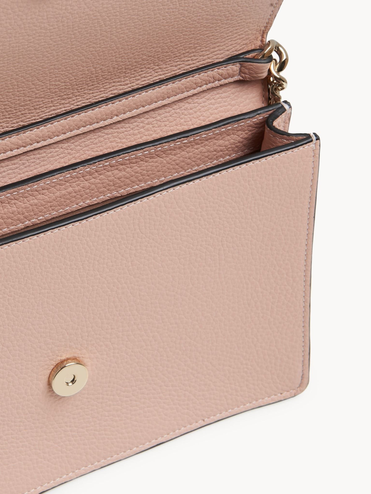 OK PORTE_Mini sac pochette à chaine Alphabet en cuir - Cement Pink