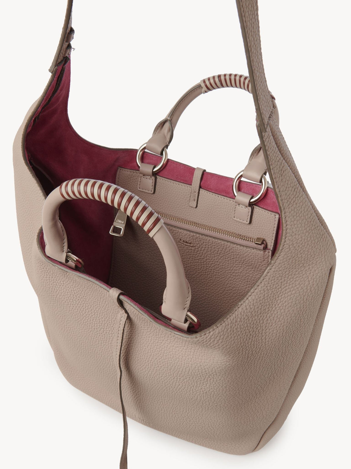 OK PORTE_Sac hobo double porté Deia en cuir - Nomad Beige