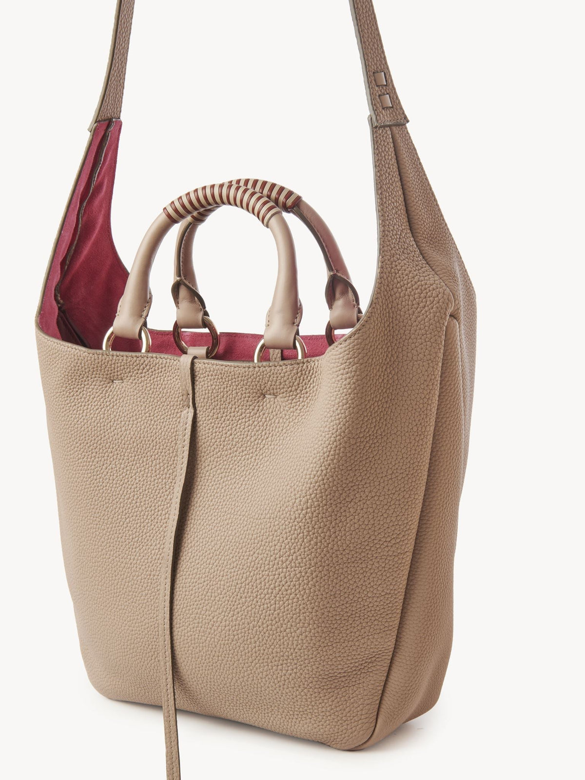 OK PORTE_Sac hobo double porté Deia en cuir - Nomad Beige