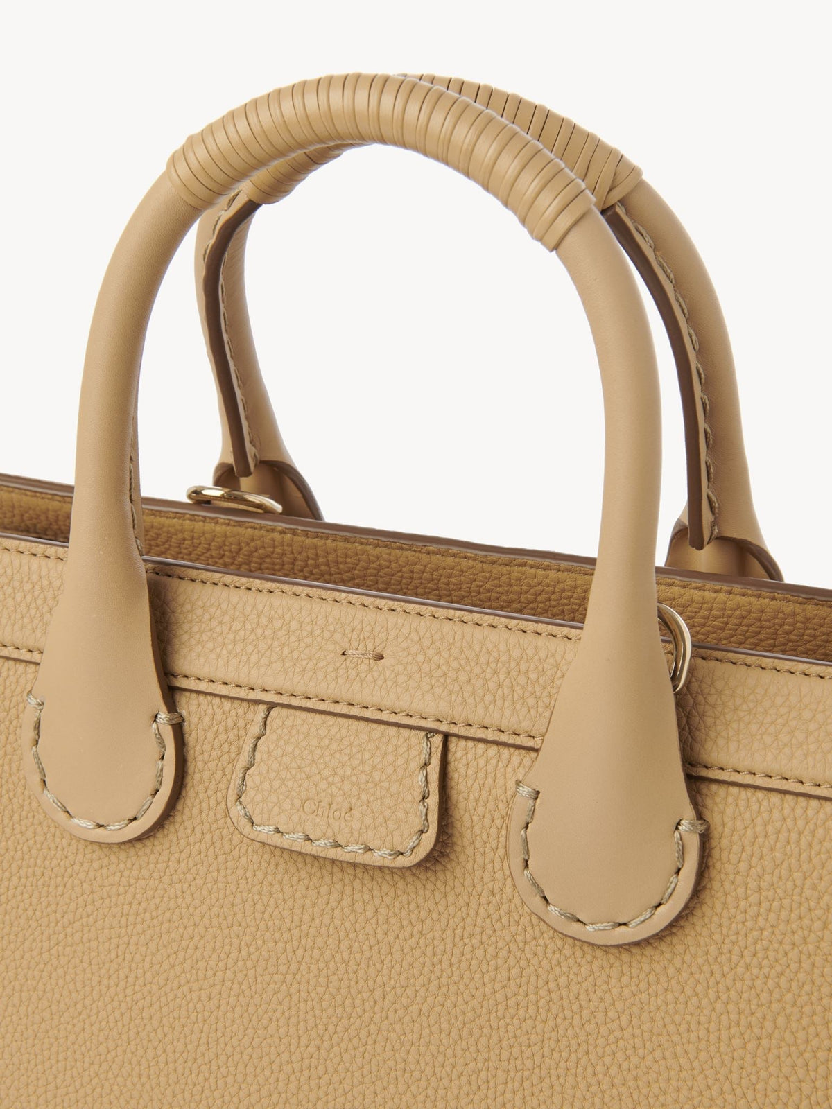 OK PORTE_Sac cabas zippé Edith en cuir - Milky Brown